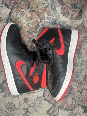 Nike Black and Red High-Top Sneakers